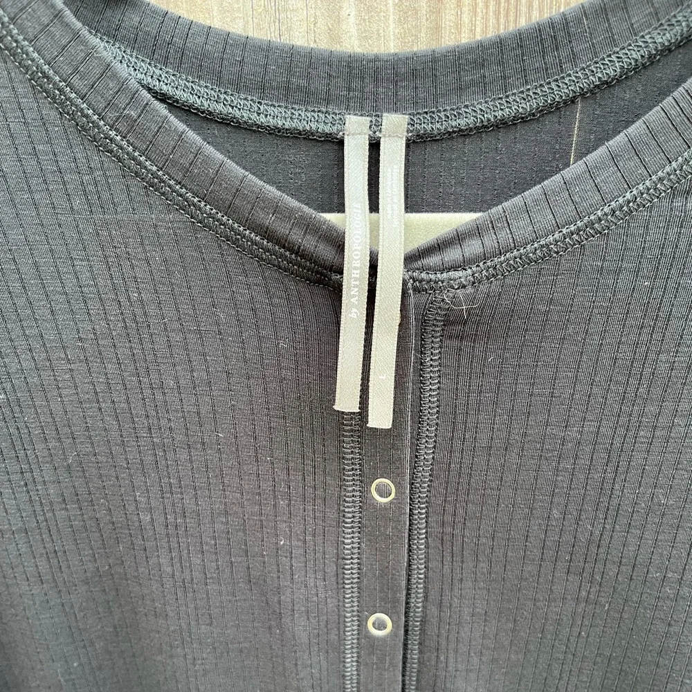 Black Ribbed Henley - Picture 2 of 3